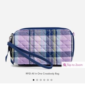 NWT Vera Bradley RFID All in One Crossbody Bag in Amethyst Plaid